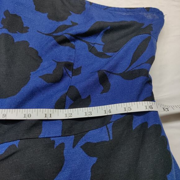 Kate Spade x Target Linen Blend One Shoulder Floral Jumpsuit Blue Black 10 - Picture 16 of 16